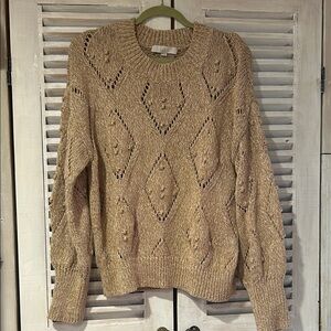 LOFT Textured Knit Sweater in Tan